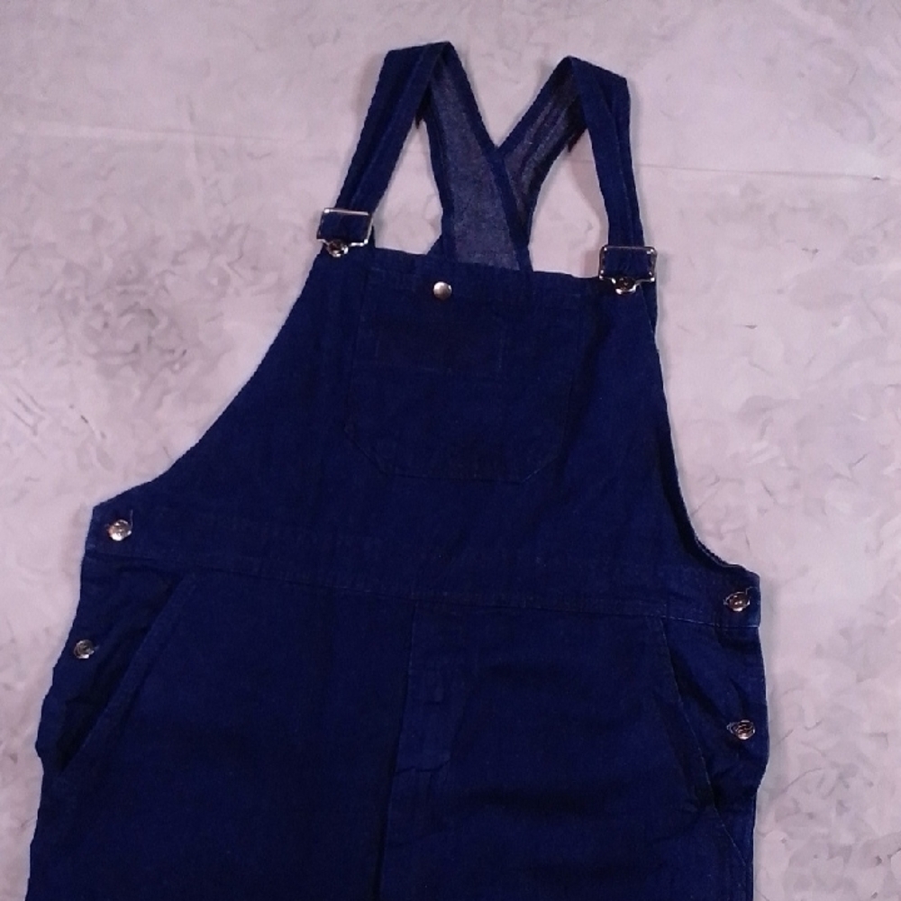 Vintage 90s Dark Blue Denim Overalls Workwear - Picture 7 of 10